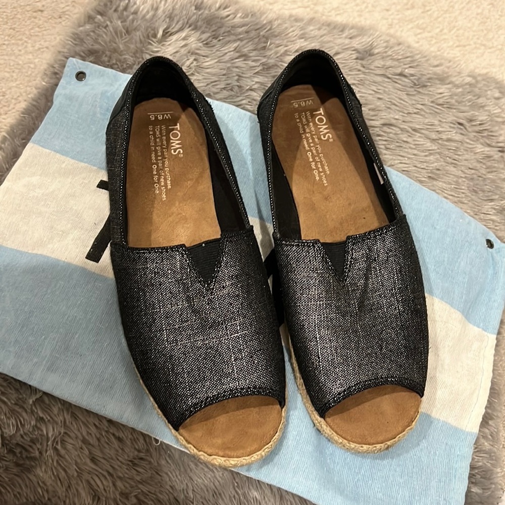 Womens Toms Open Toe Espadrilles Slip On